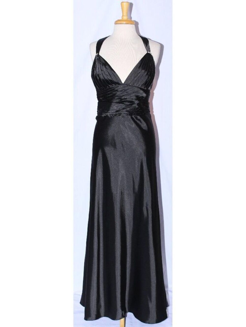 MayQueen #457 Long Satin Formal Prom or Evening Gown-Sizes 16-BLACK-NEW